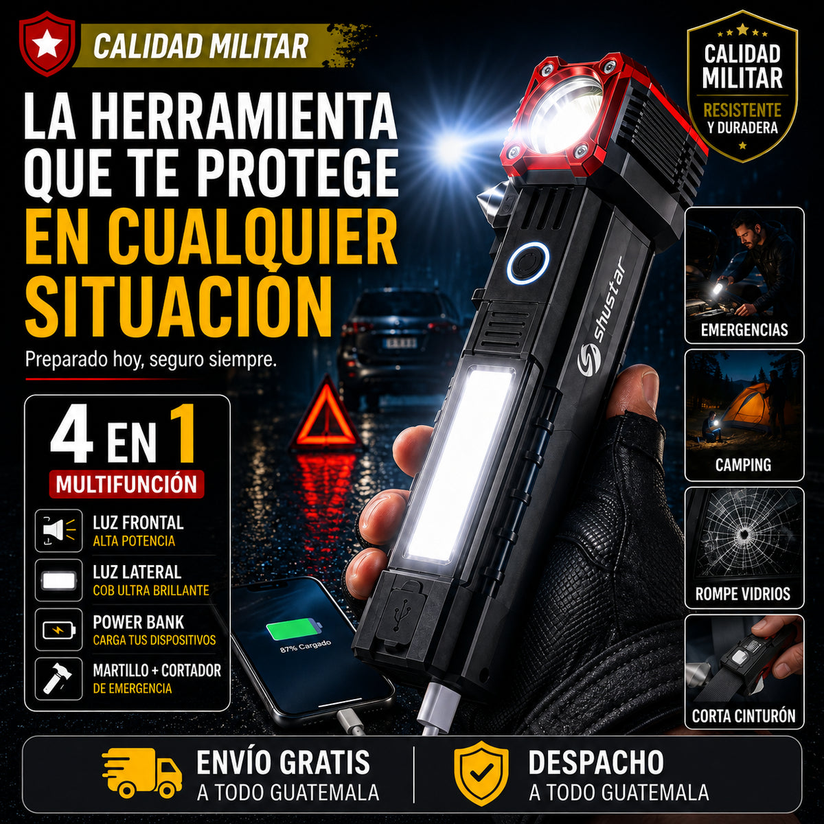 Linterna multifuncional 4 en 1