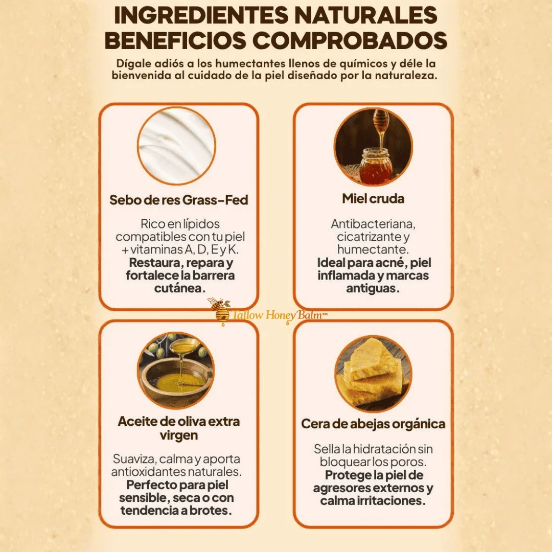 Bálsamo Orgánico de Sebo de Res y Miel Hidratación Ancestral